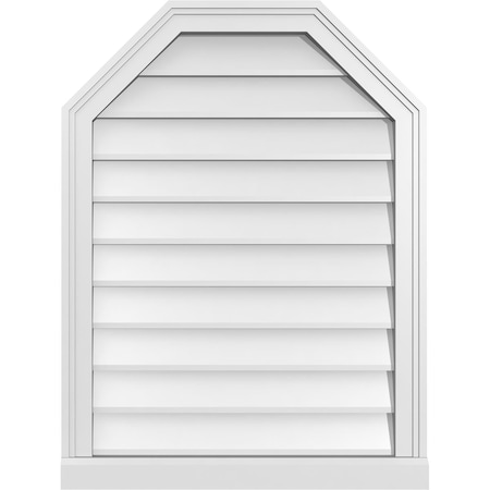 Octagonal Top Surface Mount PVC Gable Vent W/ 2W X 2P Brickmould Sill Frame, 24W X 32H